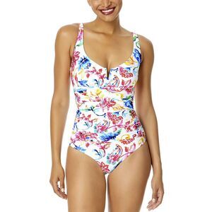 Anne Cole Womens Watercolor Paisley V-Wire One Piece Swimsuit 16 Multi - NWT